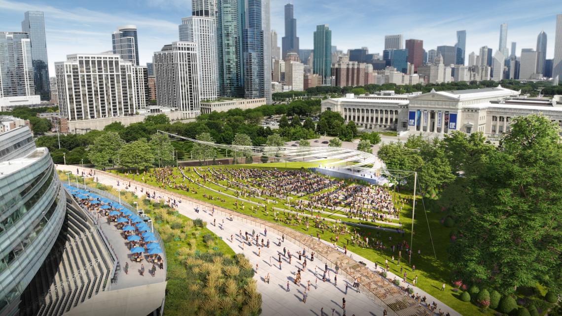 Soldier Field dome, pedestrian bridge proposed for Museum Campus Urbanize Chicago